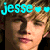 A pixelated image of a person with light brown hair, showing two where the text above changes from cyan to green