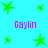 A static image with a cyan background featuring green star shapes and pink text reading "Gaylin" in four locations.