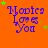 Blue text 'Monica Loves You' on orange background with green stars, animated star positions across frames.