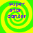 Four identical square arranged in a , each containing the text "super star dancer" over a green and yellow spiral background