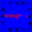 Blue background with repeating black star-like patterns and four red 'WangM :)' text instances arranged in two