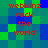 Pixelated red text 'webkinz rock the world' on a green and blue checkered background with visible pixelation.