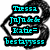 A pixelated icon with cyan text reading 'Tessa Jajade Katie= bestayysss' over a black <3 symbol on white background, partially overlaid by gray rectangle.