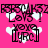 A pink background with white hearts and black text reading 'FSSYK5Z', 'LoyS!', 'XOXO', '[URC]' in a pattern, showing pixelated animation changes