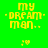 Four pixelated display yellow text 'my dream man..' with a small heart symbol, each on distinct solid backgrounds in green, gray, pink, and olive tones