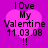 A static image with a purple background and four identical pink heart shapes, each containing text.