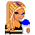 Animated contact sheet of a pixel-art doll drinking from a cup with changing straw colors and text elements.