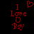 Red pixelated text 'I Love U Bby' with a heart symbol above the 'I', displayed on black background.
