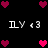 Pixelated icon with repeated 'ILY <3' text and pink heart symbols arranged in a pattern on black background