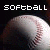 Animated sequence of a softball with pink heart symbols appearing and changing position across frames.