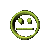 Green circular icon with a neutral face showing two dots for eyes and a straight line mouth, displayed in multiple views including front-facing and side angles.