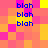 Pixelated of pink, orange, and yellow squares with blue 'blah' text repeated in multiple clusters across the image