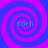 Four identical spiral patterns in blue and magenta with the text 'carli' at their centers, arranged in a on a solid background