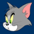 Static pixel art of a gray cartoon cat's head with pink inner ears, yellow-green eyes, and white muzzle against dark blue background.