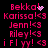 Pixelated pink text list on black background with animated heart and sparkle effects on 'Bekka' entries.