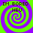 Four identical spiral patterns with alternating purple and green colors, each containing text reading "IM BORED" above "HBU" in dark brown pixelated font.
