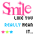 A 3-frame animated contact sheet of a pixelated 'Smile' icon with changing star colors and text variations across frames.