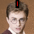 six pixelated images showing a person with short brown hair and round glasses, wearing a maroon sweater over a white collared shirt against a solid brown background