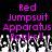 Pixelated text in bright magenta reads 'Red Jumpsuit Apparatus Rocks!!' over a black background with white and gray pixelated crowd silhouettes.