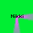 Green background with four purple light beams forming a square frame, each corner displaying 'Nikki' text in black pixelated font.