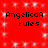 Red background with white sparkles and repeated text "AngelicaA rules" in black pixelated font across four identical sections.
