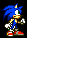 Pixel art animation of Sonic the Hedgehog transforming through multiple forms with blue and yellow energy effects against black background.