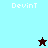 Pixelated icon with 'Devint' text on four colored backgrounds and two star-shaped figures, one dark brown above a light blue section and one cyan below a dark red section.