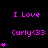 identical pink text and heart symbols on a black background, with animated variations in the number of hearts below each 'I Love Curly<33' phrase