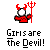 Pixelated character with red horns and pitchfork, wearing red outfit against gray background, below text reading 'Girls are the Devil!' in pixel font.