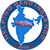 Circular blue and red pixelated icon with a white center containing a blue map outline of India and a purple-brown horizontal band across its middle.