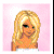 Animated sequence showing a blonde woman's face with a pink star covering her eyes, transitioning to a full pink star shape against a pink background.