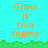 Pixelated image with orange text "Grass Is Your Enemy" repeated across cyan background and green grass border.