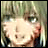 Anime-style character with light brown hair and green eyes, static image with text overlays changing across frames.