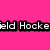 Pink background with pixelated text and symbols: 'ield Hocke', '+', 'Soccer', '=', another '+', 'Boys', and 'LOVE' in white outlined letters.