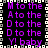 Pixelated text in purple on black background with white and gray border, repeating 'M to the A to the D to the Y! baby' vertically.