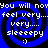 Blue and black spiral background with white text repeating 'You will now feel very... very... sleepy :)' in four quadrants.