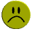 Yellow circular icon with sad face expression showing multiple views including front, side, and back angles.