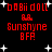Red pixelated text on black background with white stars, displaying 'babii doll', '88', 'Sunshyne', 'BFR' in two identical vertical