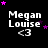 Black background with white text 'Megan Louise' and '<3' below, surrounded by pink and purple stars in various positions across frames.