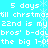 Pixelated text on cyan background with repeating snowflake patterns, displaying holiday countdown and birthday references.