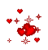 A contact sheet of two animated frames showing a red heart cluster with floating hearts and crosses on gray background.