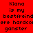 Red and yellow pixelated text with 'Kiana is my bestfreind ere hardcoiere ganster' repeated across three , alternating background colors