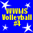 Blue background with white stars and yellow text reading "WMMS Volleyball #4" in four identical quadrants.