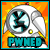 A 6-frame animated contact sheet showing a white robot with large circular eyes and yellow accents against an orange flame background, displaying the text "PWNED" in varying color schemes across frames.