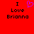 Red background with black text reading "I Love Brianna" and a purple pixelated heart symbol replacing the word "love" in one instance.
