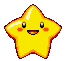 Yellow star-shaped character with red outline in various expressions and poses