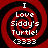 Four identical pixelated icons arranged in a , each featuring a red and black spiral background with white text reading "I Love Siddey's Turtle! (3333)"