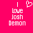 Pixelated text and heart symbol on bright pink background, with two identical static frames showing 'I love Josh Demon' in white block letters.