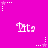 A static image with a bright pink background featuring repeated white pixelated text and star patterns.