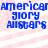 Blue text reading 'american glory Allstars' on a pink and white striped background with pixelated texture.